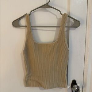 Aritzia Babaton Ribbed Beige Tank Top